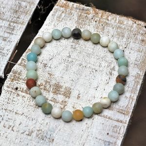 Amazonite Stretch Bracelet, 6mm Matte/Unpolished
